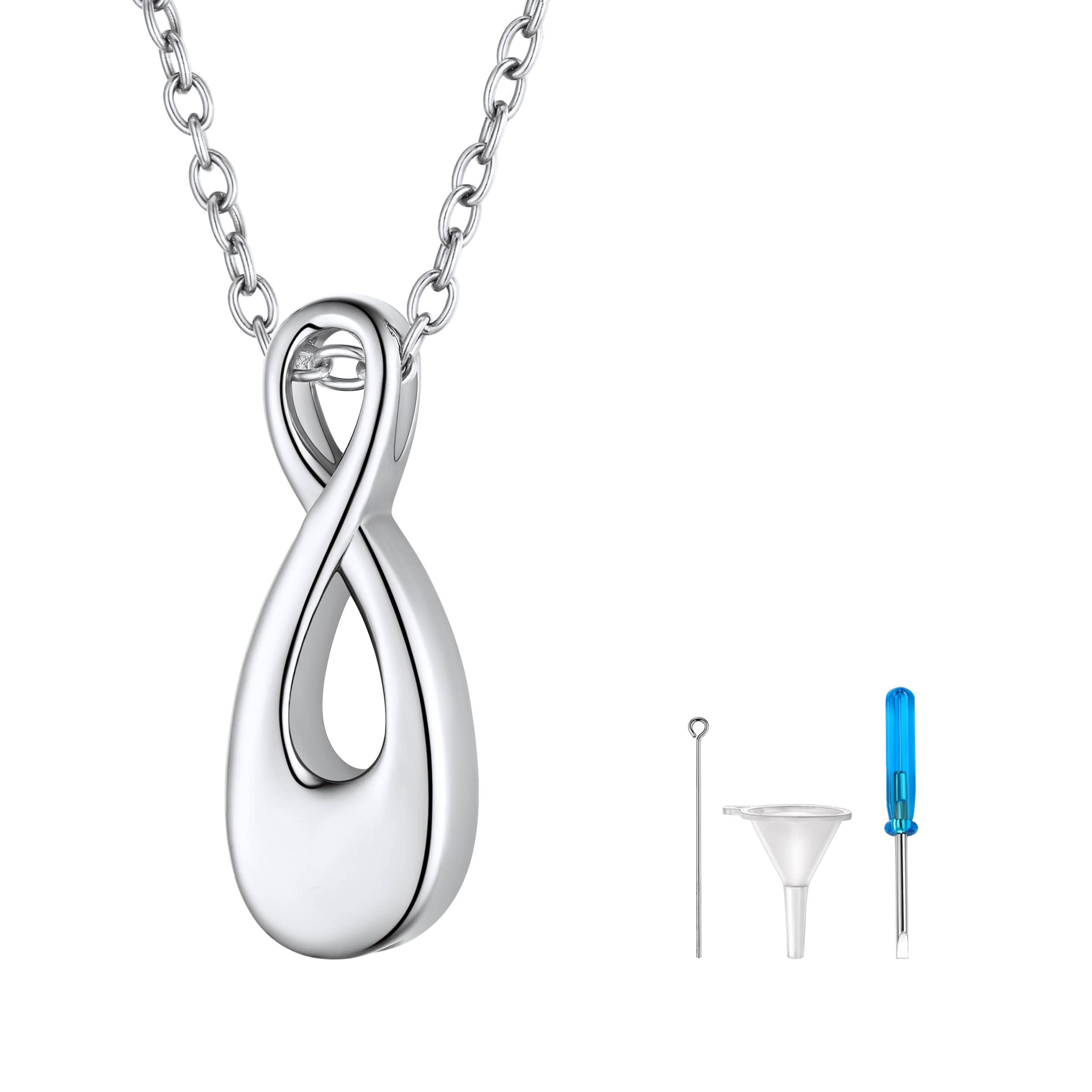 FindChic Memorial Ashes Jewellery Waterproof Ash Holder Infinity Urn Pendant for Human Pet Dog Cat Cremation Necklace