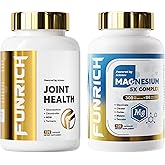 FUNRICH Glucosamine Chondroitin MSM & Magnesium Complex Supplement Set, 2 individual bottles Glucosamine Complex and Magnesium Complex for Cartilage, Joint Health and Muscle Bone Support- 240 Capsules