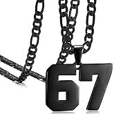 LULUMONIA 67 Chain 67 Necklace Chains for Boys Man Stainless Steel Basketball Soccer Baseball Team Number Pendant Chunky Chain Sport Necklace