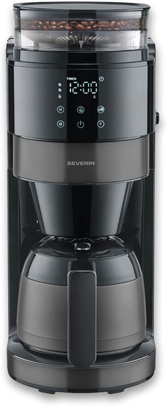 Machine à café filtre avec broyeur intégré et verseuse isotherme - S-Taste AromaOne- 1,25L jusqu'à 10 tasses - Affichage LED tactile - Stop goutte & arrêt automatique - Inox foncé, KA 4831 — photo 1 sur 8