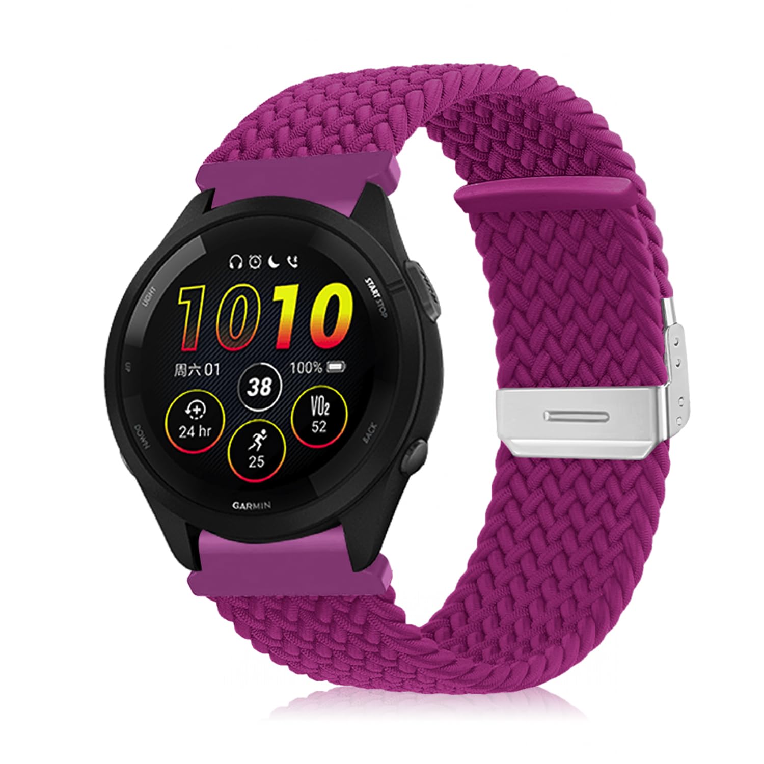Niboow 22mm Strap for Garmin Venu 3/Venu 2/Vivoactive 4/Forerunner 265/Forerunner 255/Forerunner 255 Music, Elastic Nylon Watch Bands for Huawei Watch GT 4 46mm/Watch 4/Watch 4 Pro - Dark Red