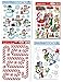 FAKKOS Christmas Window Clings Decals - Santas Workshop, Candy Canes, Snowmen, Snowflake Clings - 4 Sheets