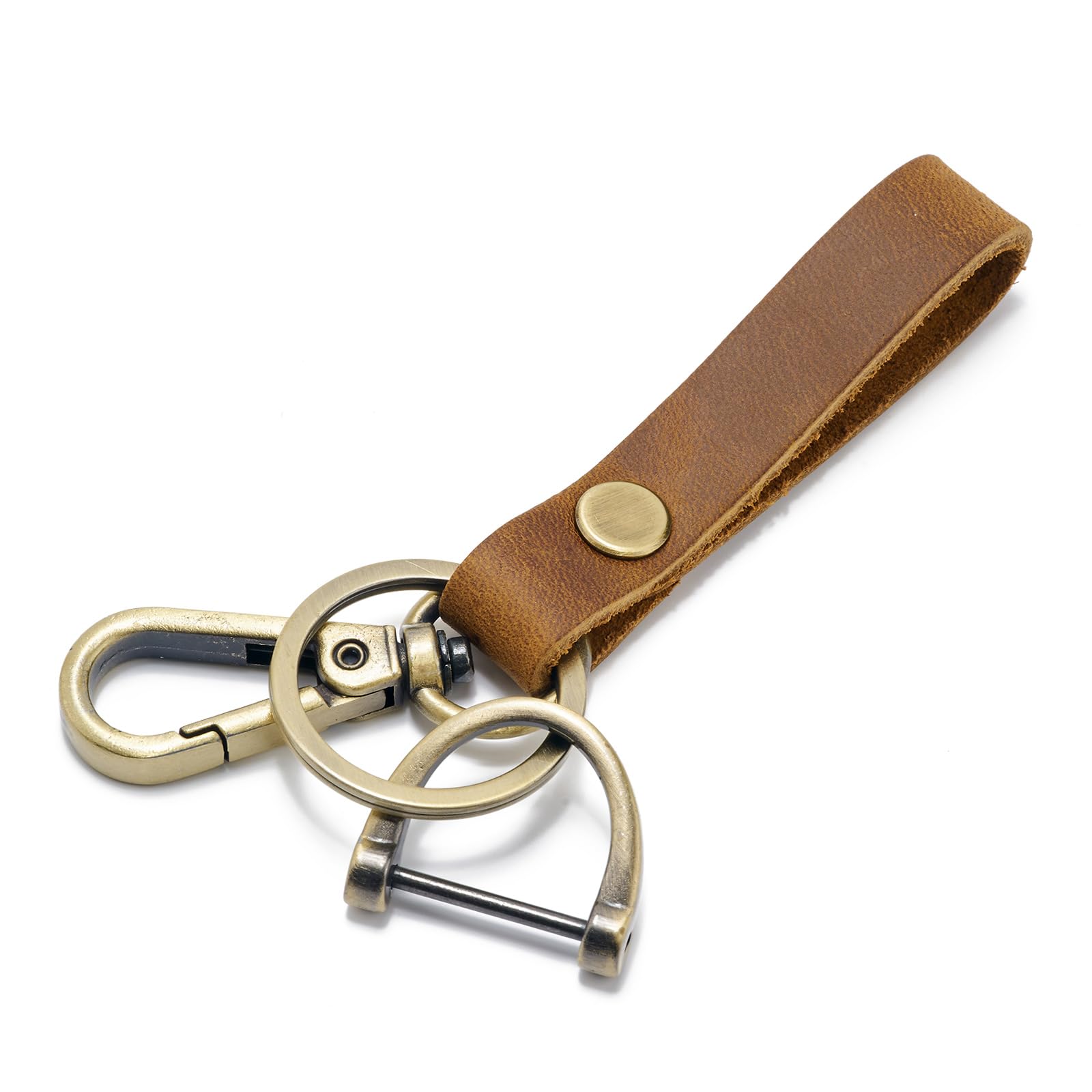Genuine Leather Keychain Holder With Carabiner & D-Ring - Universal Key Organizer For Men & Women - View #12