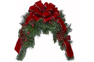 FLORAL HOME DECOR Deep Red Holiday Mailbox Swag - Christmas Mailbox Swag CH4762