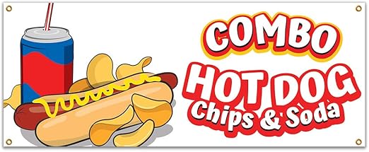 Amazon Com Signmission Hot Dogs Chips And Soda Combo 48 Banner
