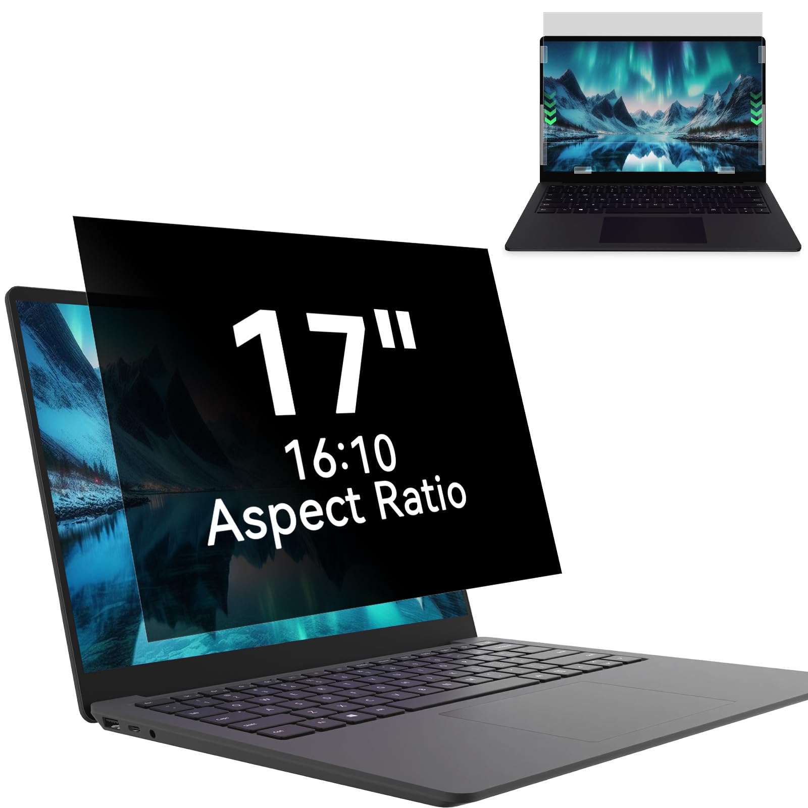 Photo 1 of Laptop Privacy Screen 17 Inch, Laptop Screen Privacy Shield 16:10 Aspect Ratio Anti-Glare Blue Light Computer Monitor Protector,Removable 17in Filter for Lenovo HP Dell Acer Asus Thinkpad Envy Xps