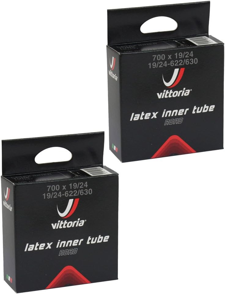 2 x Vittoria Road Bike Latex inner tubes 51mm Presta Valve 700 x 19 /24 tube