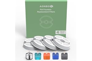 AONBOY Cat Water Fountain Filters, Activated Carbon Filter, Suitable for Cats/Dogs Pet Fountain, Triple Filtration (4 Pieces)