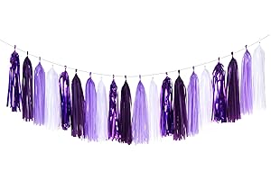 Purple White Lavender Party-Decorations Tassel-Garland - 20pcs Women Girl Birthday Supplies Tassels, Baby Bridal Shower Wedding Engagement Bachelorette Graduation Decor Panduola