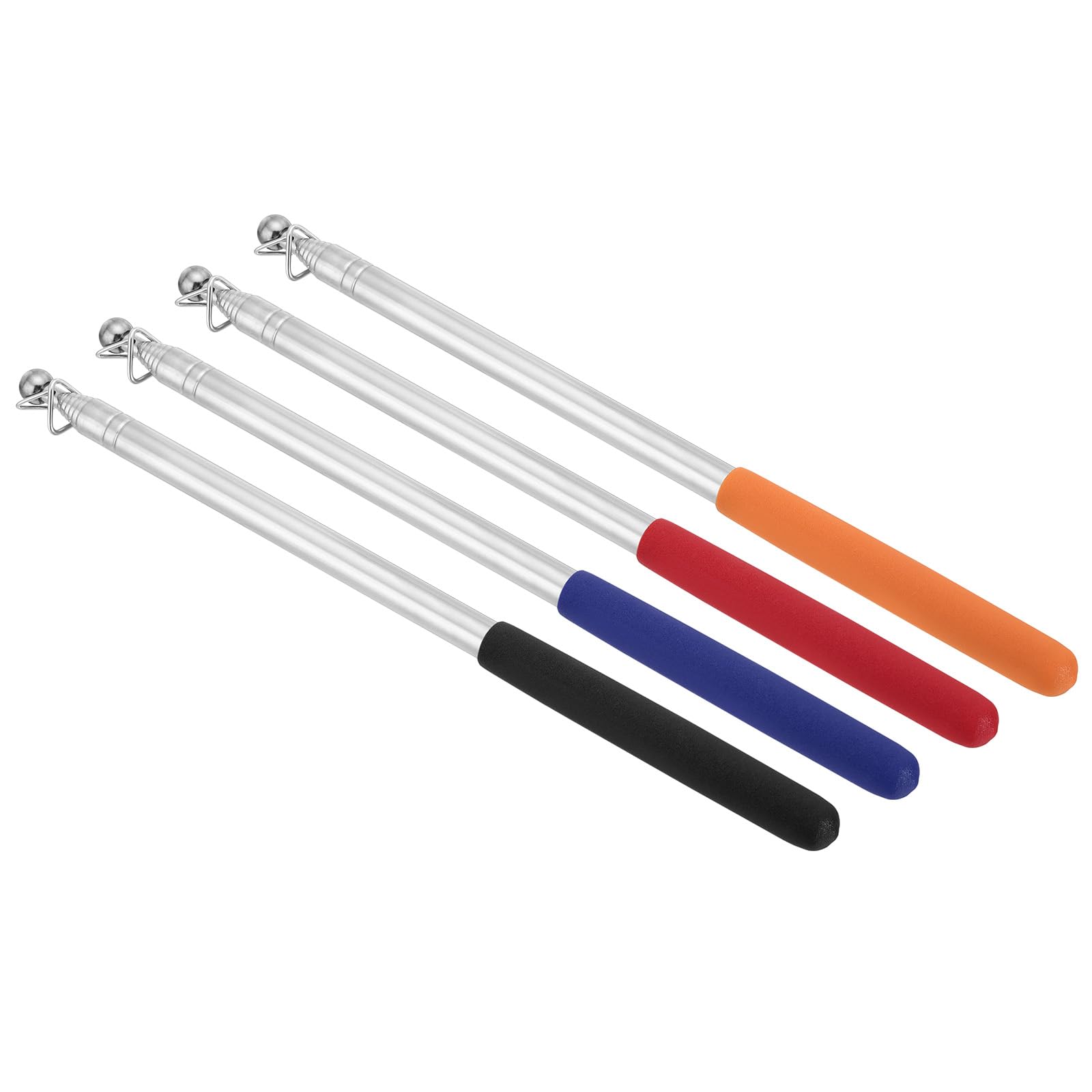 PATIKIL 1.6M/5.2Feet Telescopic Handheld Flagpoles, 4Pcs Retractable Teachers Pointer Stick Banner Flag Pole for Tour Guide Teaching Black,Blue,Red, Orange