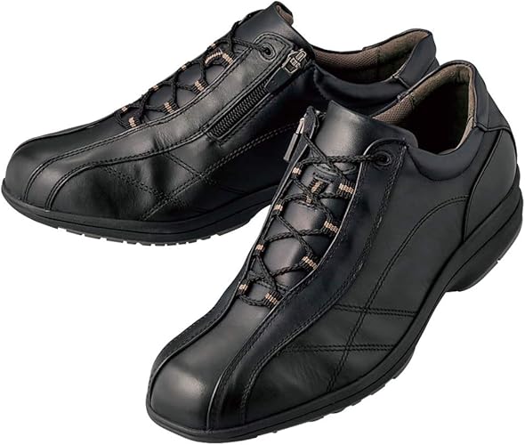 Amazon イメンス 日本製 サイドファスナーやわらか牛革スニーカー 革靴 スニーカー メンズ 牛革 レザー シューズ 軽量 ワイズ 4e 幅広 ブラック ブラウン イメンス スニーカー