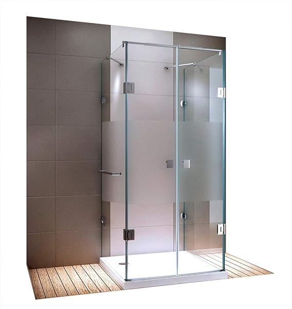 Duschkabine U-Form EX412 Milchglas-Streifen - 80x80x195cm