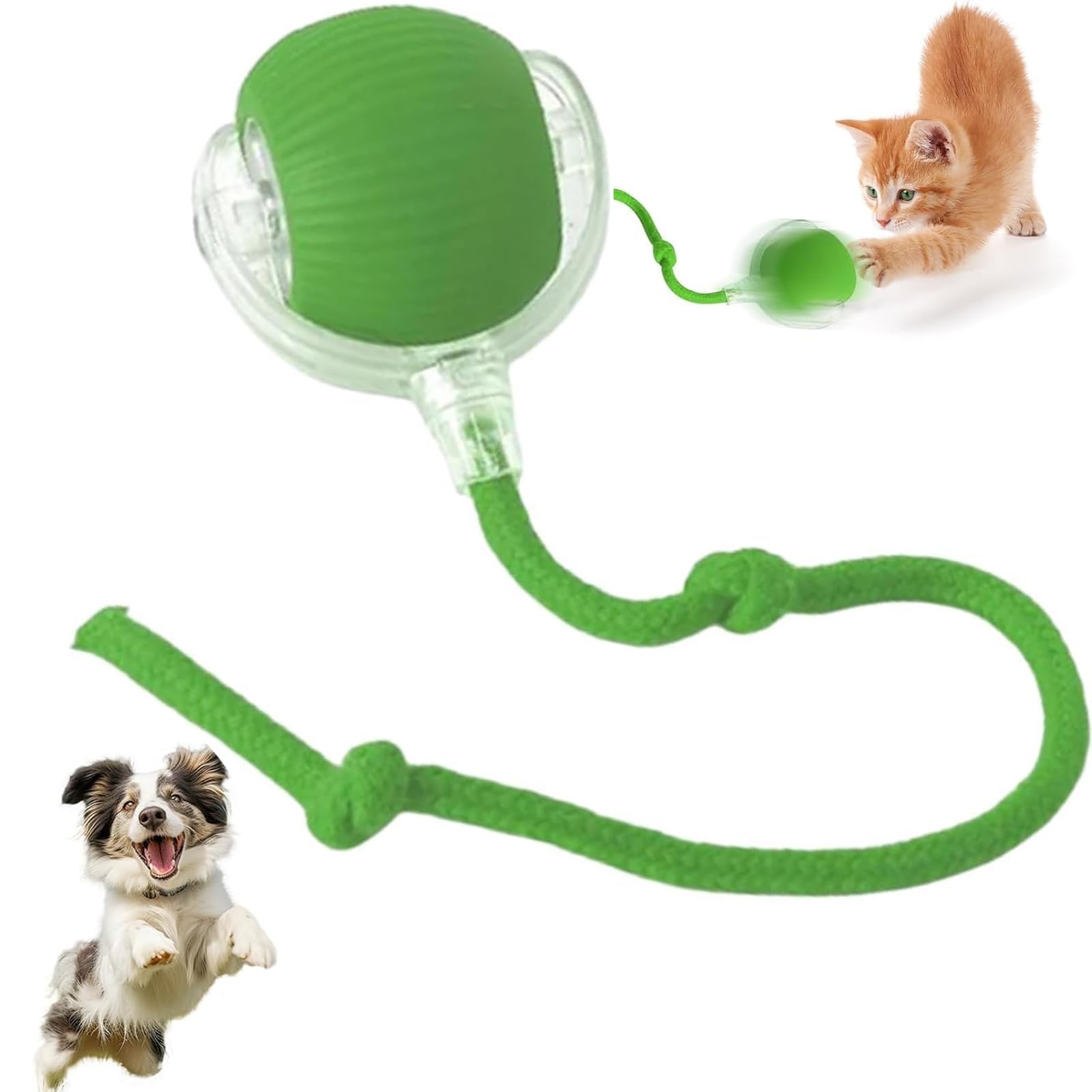 xinrongda Interactive Cat Toy Ball, Cat Toys For Indoor Cats Adult, 360°Smart Automatic Rolling Ball for Cats Dogs, USB Rechargeable Cat Toys, Moving Dog For Pets,Green