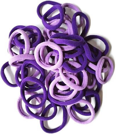 Morices 50pcs Gradient Purple Hair Ties Women No Metal Seamless Ponytail