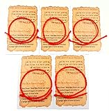 5 pcs KABBALAH RED STRING Bracelets Evil Eye Protection + 5 pcs Ben Porat Prayer Cards From Israel