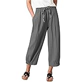 Bozanly Summer Capri Pants for Women Casual Elastic Waist Cotton Linen Comfy Yoga Crop Pants Trousers 2026
