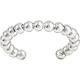 Ornaland 925 Sterling Silver Beaded Fidget Ring Anti Anxiety Ring Open Adjustable Cuff Ring with Beads Spinner Fidget Thumb Ring Jewelry Gift for Women Men, Platinum