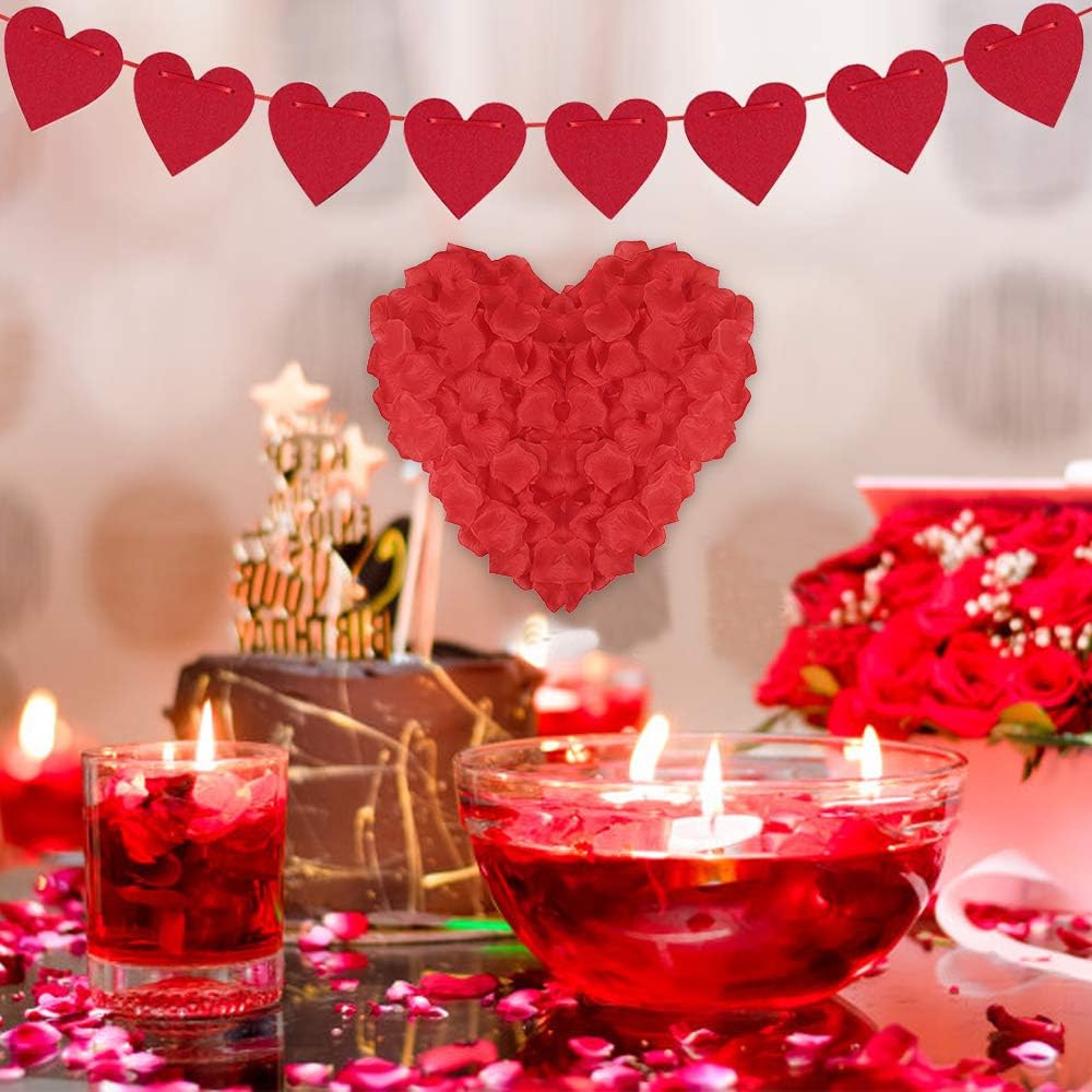 Romantic Decorations Set, 1000 Rose Petals, Heart Candles, XXXL LOVE Balloons, Red Balloons - Image 4
