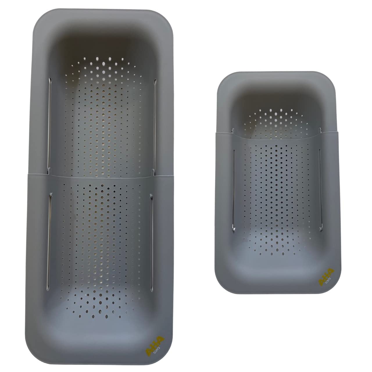 AHASON'S Over The Sink Colander Strainer Basket, Wash Vegetables and Fruits, Drain Cooked Pasta, Extendable Basket (Grey)