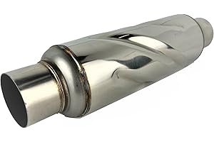 NETAMI Turbo Exhaust Resonator Stainless Steel Polished Inlet/Outlet: 2.50", Body Diameter: 4", Overall Length: 16"