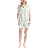Goodnight Kiss Chic Women's Pajama Set - Soft 2 Piece Button Down Shirt and Sleep Shorts