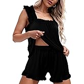 StunShow Womens Pajama Sets Soft Ruffle Top Cute Loungewear Sets with Pocket Women Sleepwear Set 2 Piece Bridal Pj Set