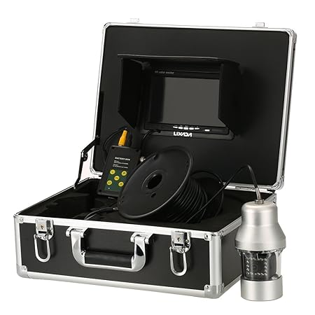 Lixada Fischfinder Unterwasserfischen Kamera 1000TVL Tragbare Wasserdichte 18 LEDs 360 Grad Drehen Kamera Fisch Finder 7 Zoll