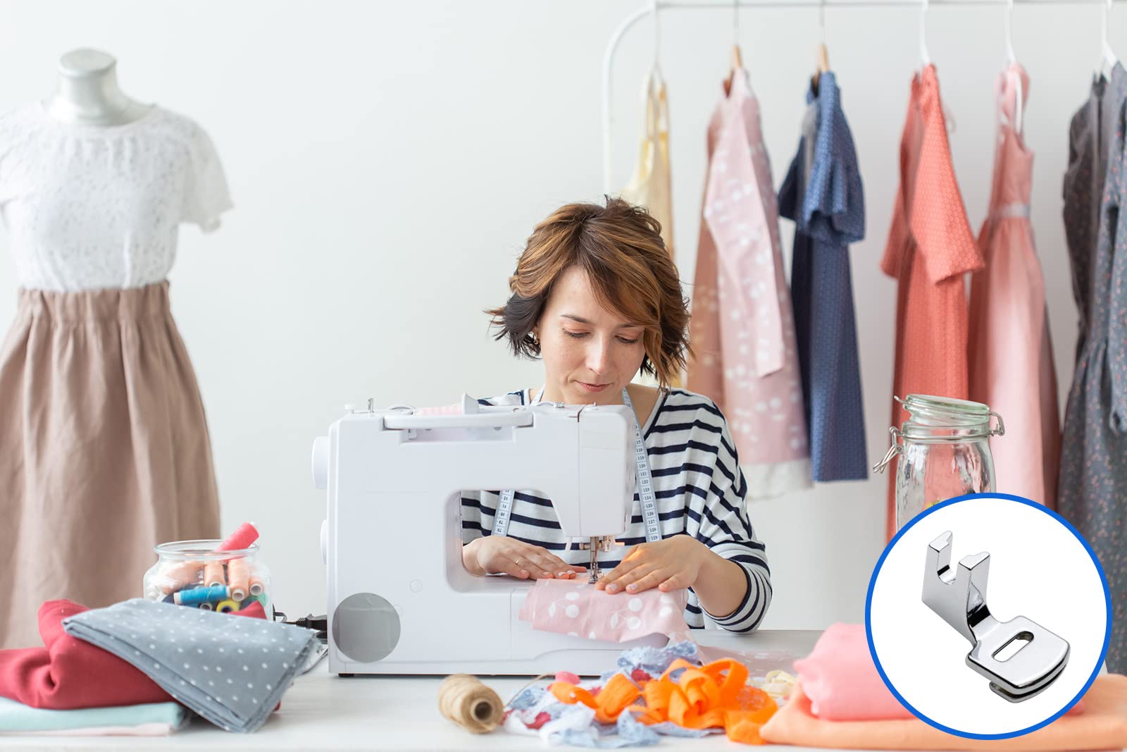 TISEKER Shirring Gathering Presser Foot Fits for All Low Shank Singer, Brother, Janome, Babylock, Euro-Pro, White, Kenmore, Juki, Viking, New Home, Simplicity, Elna Sewing Machine