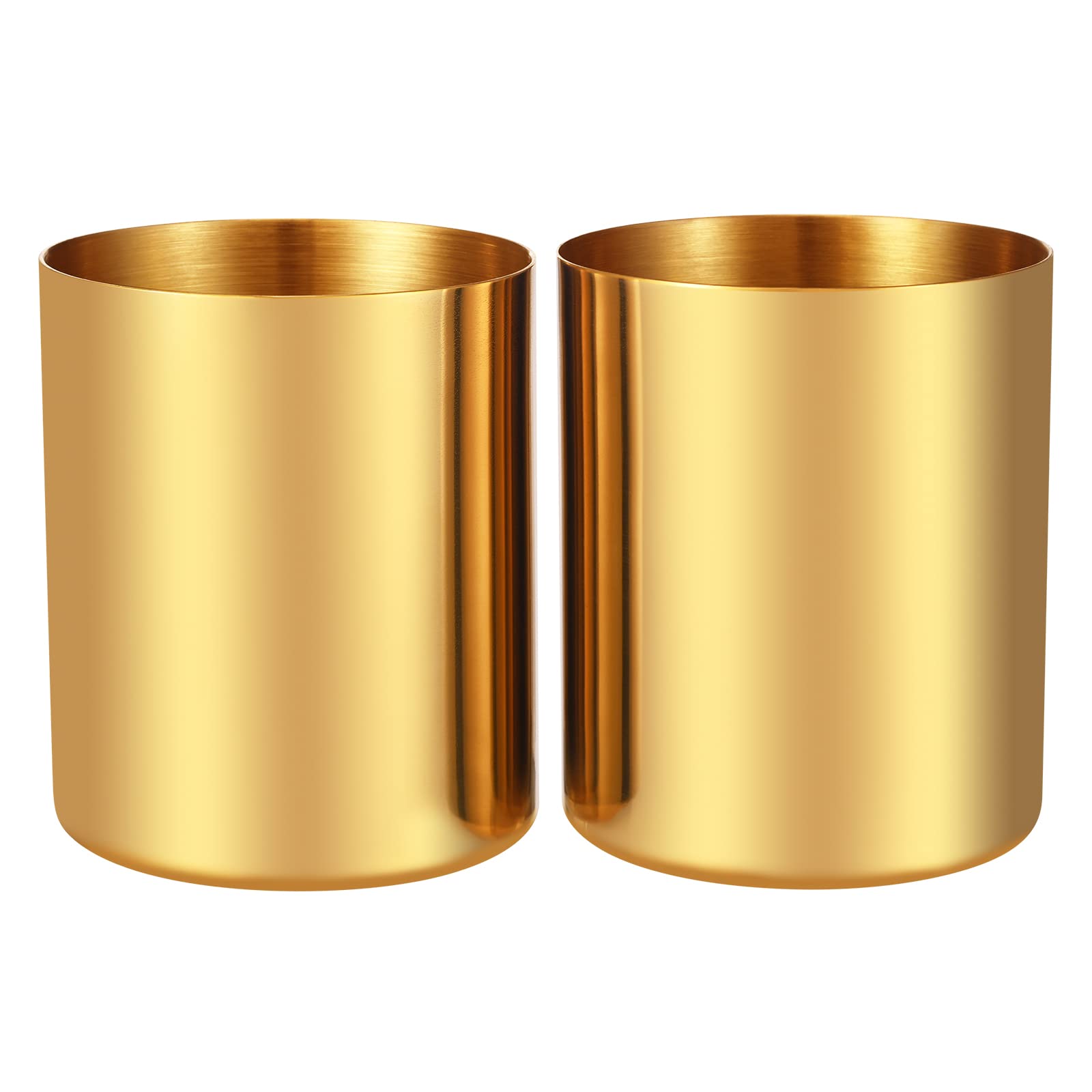Photo 1 of 2 Packs Gold Pen Holder for Desk, SUS304 Stainless Steel Pen Organizer for Desk, Pencil Holder,Pencil Cup,Pen Cup,Desktop Stationery Organizer