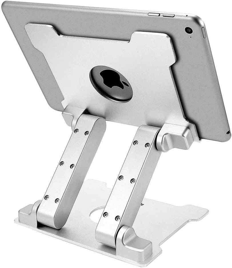 Tablet Stand Holder, Kabcon Multi-Angle Adjustable Aluminum Tablets Holder for Microsoft Surface Mount for Home, Office Countertop Silver