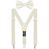 ZXEROYM Boys' Men's Suspenders and Bow Tie Set Elastic Adjustable
