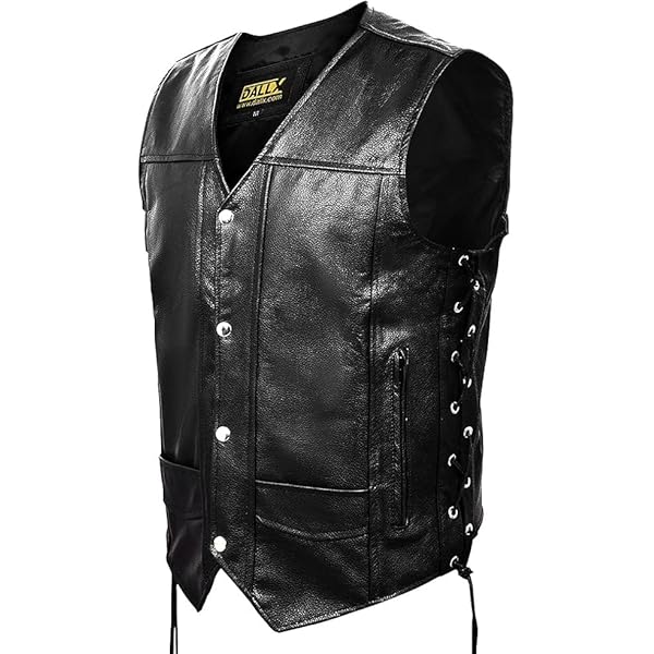 Nomad Leather Motorcycle Vest For Men Biker Mens Black Vest Cruiser Motorcycle
