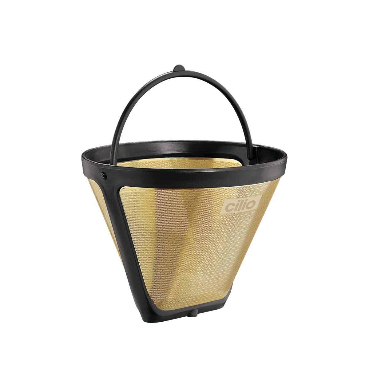 cilio Gold Coffee Filter Size 2 | Height: 8 cm, Diameter: 10.5 cm | 24 Carat Gold Plated | Suitable for Coffee Machines | Reusable Coffee Filter | Permanent Filter | Permanent Coffee Filter Size 2