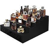 Cologne Organizer for Men,5 Tier Wood Cologne Stand with Drawer and Hidden Compartment,Used to Storage or Display Watch,Jewelry,Perfume Organizer for Men