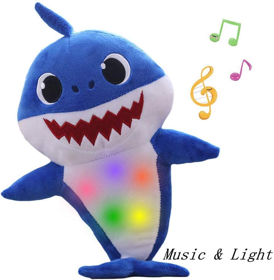 Chengbo-Baby Shark Official Singing Plush, Soft Music Sound Baby Doll Stuffed Plush Toys Singing English Song for Boy Girl (Blue)