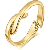 SHANTYSON Minimalist Gold Wrap Bracelet for Women with Hinged Closure Sleek Chunky 14k Gold Plated Open-Ended Stacking Cuff Bangles Bracelet