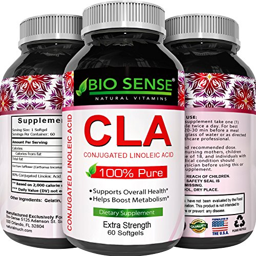 Pure CLA Supplement for Weight Loss and Fat Burn Extra Strength Conjugated Linoleic Acid to Boost Metabolism and Build Muscle, Natural Diet Pills for Men and Women by Bio Sense Pure CLA Supplement for Weight Loss and Fat Burn Extra Strength Conjugated Linoleic Acid to Boost Metabolism and Build Muscle, Natural Diet Pills for Men and Women by Bio Sense