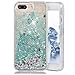 SUPVIN Bling Glitter Sparkle Shiny Liquid Phone Case for Girls Women Floating Bumper Cute Case with Rhinestone Diamond [TPU+PC] Compatible for iPhone 7 Plus/iPhone 8 Plus(Green)