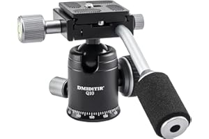 Panoramic Ball Head with Handle All Metal CNC Ball Head Camera Mount DMIDITIR Tripod Head with Arca Swiss Quick Release Plate for Tripod, Monopod, DSLR, Camcorder, DV, Telescope, Hunting (Titanium)