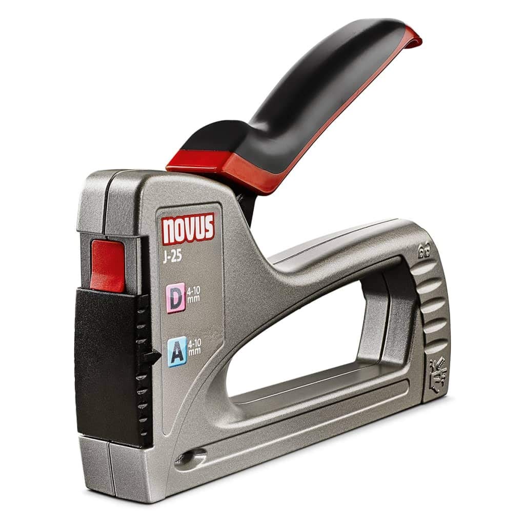 Novus J-25 Heavy Duty Staple Gun Handheld - Metal Tack Gun with Bottom Loading & Safety Release - Manual Staple Gun for 4-10 mm Staples