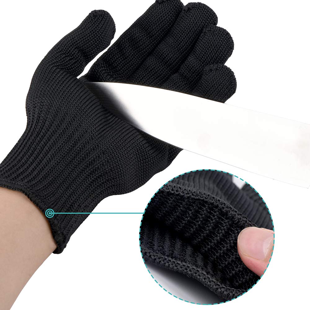 Knife Proof Cut Resistant Work Gloves, Black Chainmail Safety Work