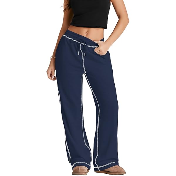 Style Women's Wide-Leg Soft Pants Navy Industrial Blue XL at
