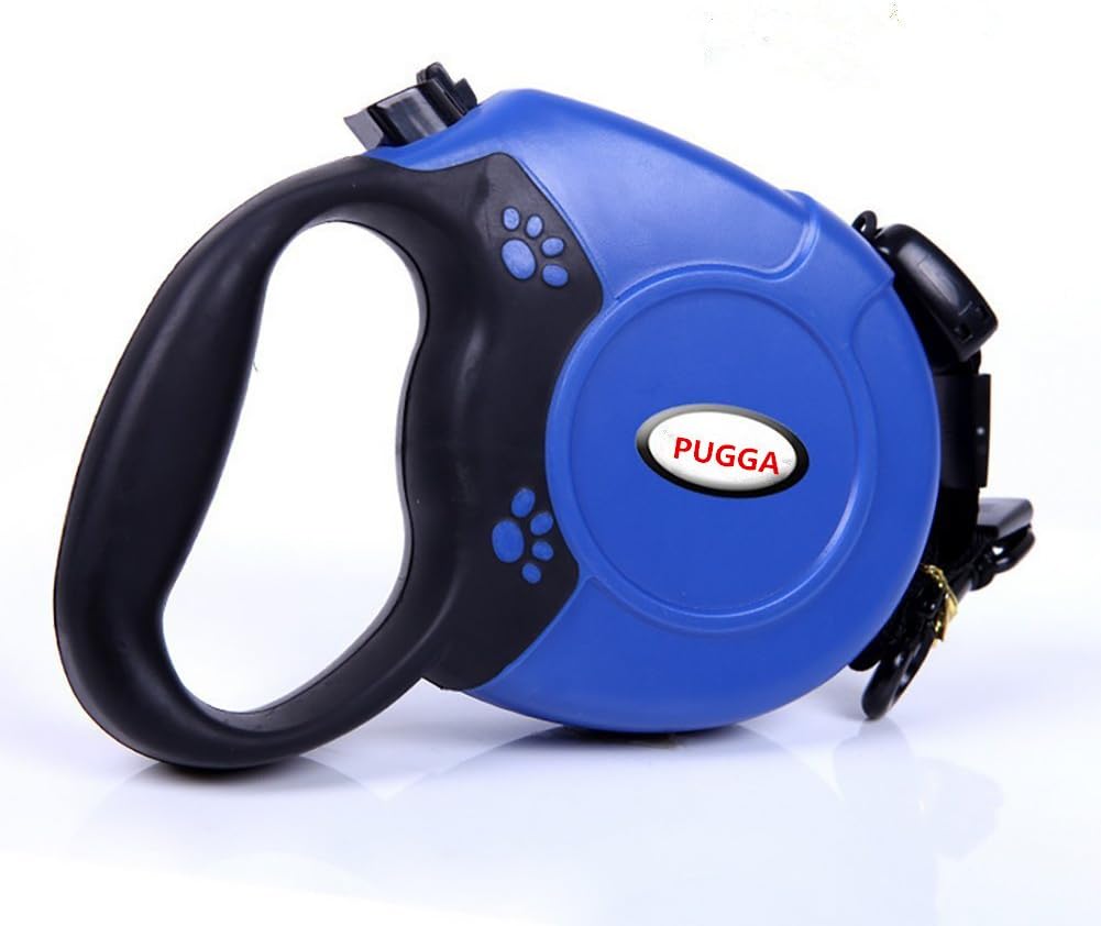 Jinggle dog Retractable leash 26 Ft With Sturdy Nylon Rope, Comfortable Hand Grip, One Button Brake & Lock for Small Medium Large Dogs,Perfect for Training Backyard Use and Walking (blue)