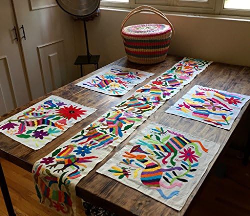 Package Multicolour runner + 4 multicoloured placemats made from Otomi fabric