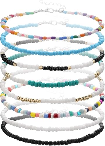 Amazon ハンドメイド レインボー ビーズ ビーチアンクレット ボーホー カラフル ビーズ アンクルブレスレット 調節可能な足アンクレットセット レディース ガールズ アンクレット 通販