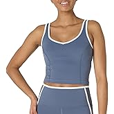 Amazon Essentials Women's Active FormFlex Buttery Soft Light Support Crop Tank with Bra and Contrast Trim