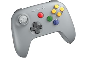 8BitDo 64 Bluetooth Controller for Analogue 3D, Switch, Switch 2, Windows, and Android (Grey)