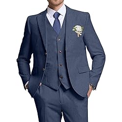 High-End Suits Men Suits Navy Blue Linen Blazer