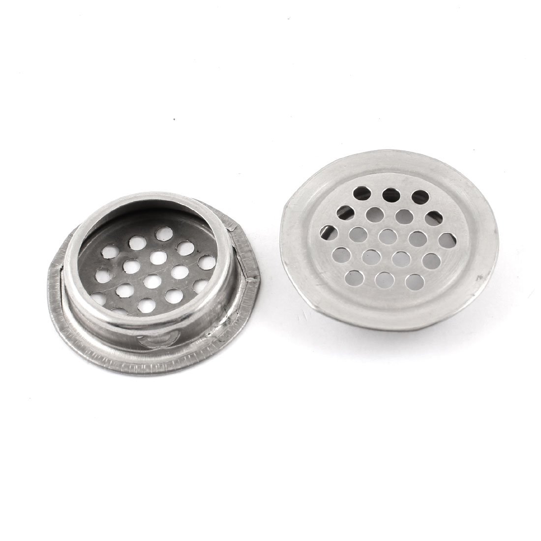 sourcing map 2pcs Air Vent Stainless Steel Round 35mm Dia Circular Soffit Vent Mesh Hole Louver for Kitchen Bathroom Cabinet Wardrobe