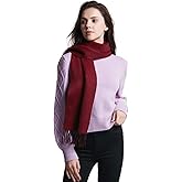 EURKEA 100% Cashmere 2025 Winter Scarf for Women Fringed Edges Warm & Soft Lightweight Solid/Plaid/Two-Tone Free Size